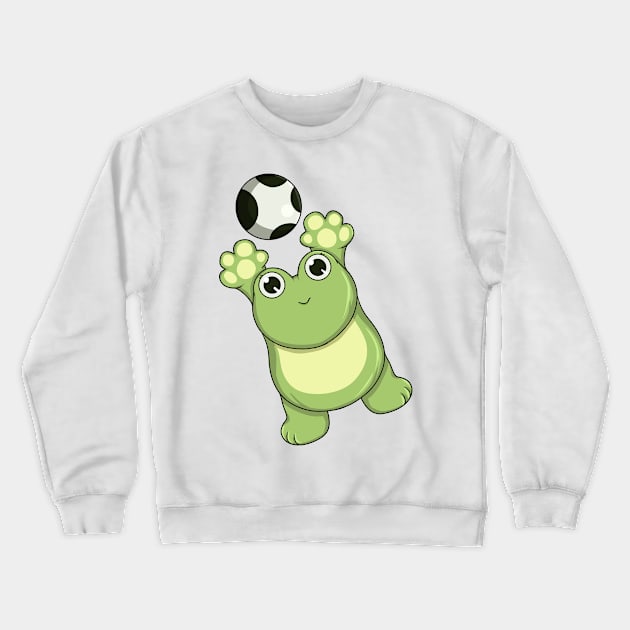 Frog at Soccer as Goalkeeper with ball Crewneck Sweatshirt by Markus Schnabel